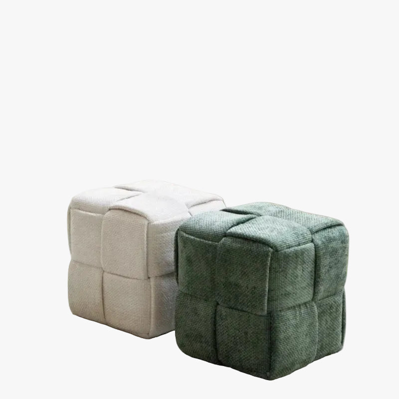 MOMO Chenille Stool | Soft Upholstered Ottoman for Living Room & Entryway - alternate view 2