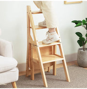 MOMO Solid Wood Ladder Chair | Folding 2-in-1 Step Stool & Dining Chair - alternate view 5