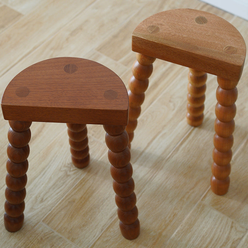 MOMO French Bobbin-Leg Stool | Solid Wood Bead-Turned Tripod Accent Stool & Side Table - alternate view 3