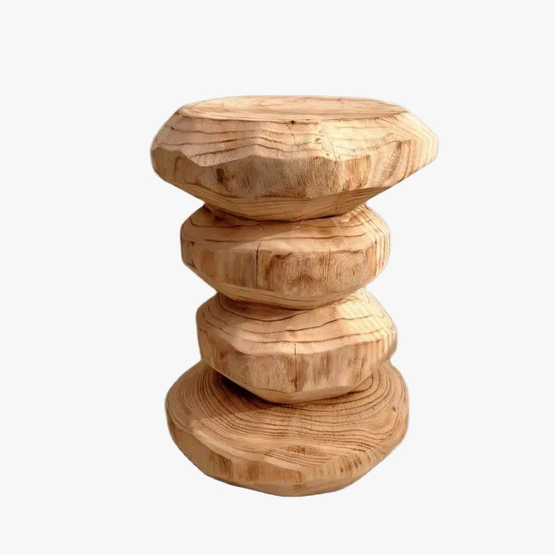MOMO Solid Wood Stool | Natural Root Carving & Wabi-Sabi Design - alternate view 2
