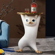 MOMO Cat Coffee Table with Tray | Sculptural Resin Cat Side Table | 2 Sizes - alternate view 4