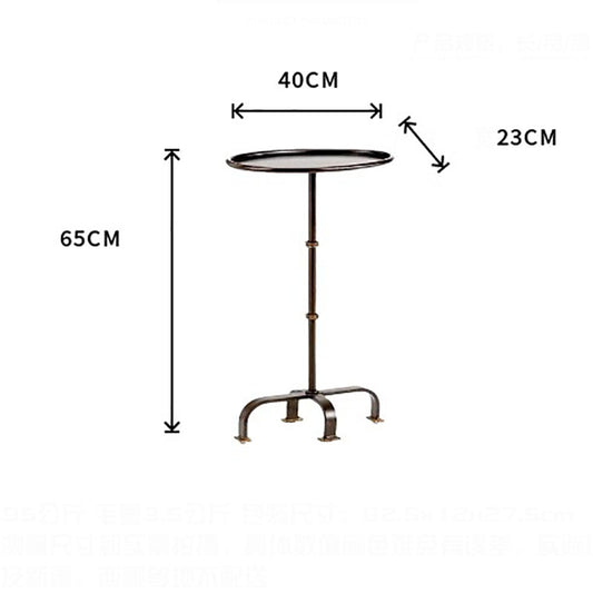 MOMO Antique Oval Side Table | Bamboo-Knot Iron Pedestal with Tripod Arch Base - alternate view 2