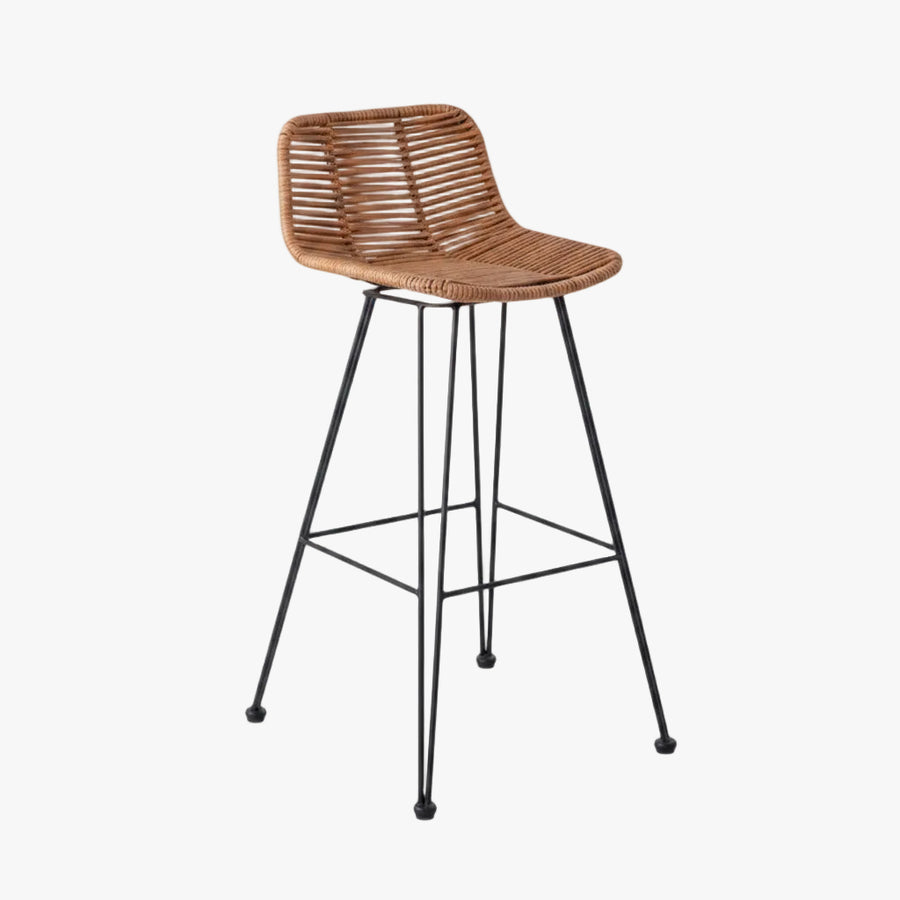 MOMO Rattan Bar Stool | Natural Rattan Woven Scandinavian Chair for Balcony & Bar - alternate view 2