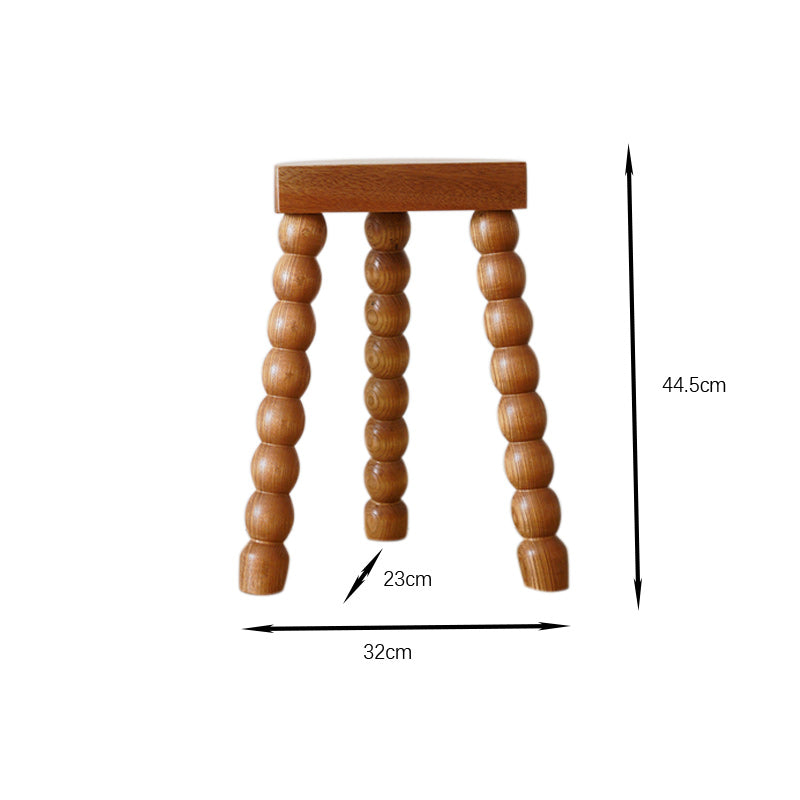 MOMO French Bobbin-Leg Stool | Solid Wood Bead-Turned Tripod Accent Stool & Side Table - alternate view 7