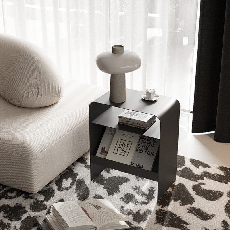 MOMO Arch-Form Iron Side Table | U-Shape Rounded Corner End Table with Open Storage Shelf - alternate view 7