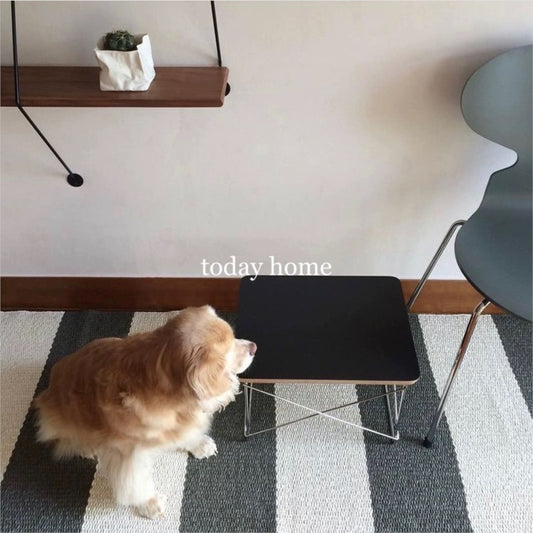MOMO Wire-Base Side Table | Eames-Inspired Plywood Top with Chrome Cross-Wire Frame - alternate view 5