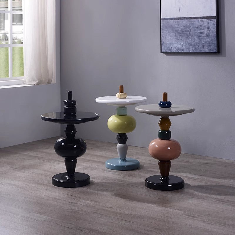 MOMO Danish Tea Table | Turned Column Sculptural Side Table | Round Top Accent Table - alternate view 3