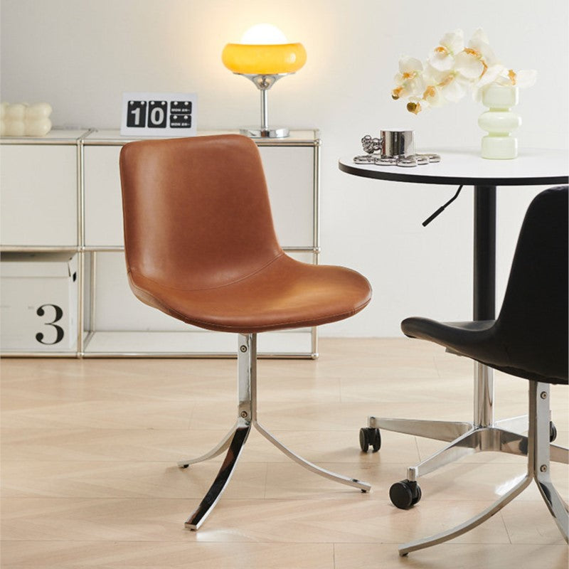MOMO Retro Dining Chair | Oil Wax Leather Shell Seat | Electroplated Steel Base - alternate view 5