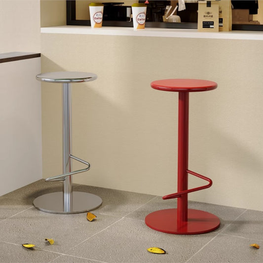 MOMO Colorblock Iron Bar Stool | Round Seat Pedestal Base with Footrest Ring — 65cm & 75cm - alternate view 4