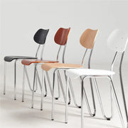 MOMO Retro Dining Chair | Chrome Tube & Molded Wood Seat | Café & Restaurant Accent Chair