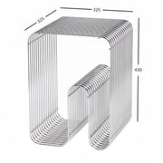 304 stainless steel wire-grid side table with built-in magazine rack, dimensions 32.5 x 32.5 x 43 cm