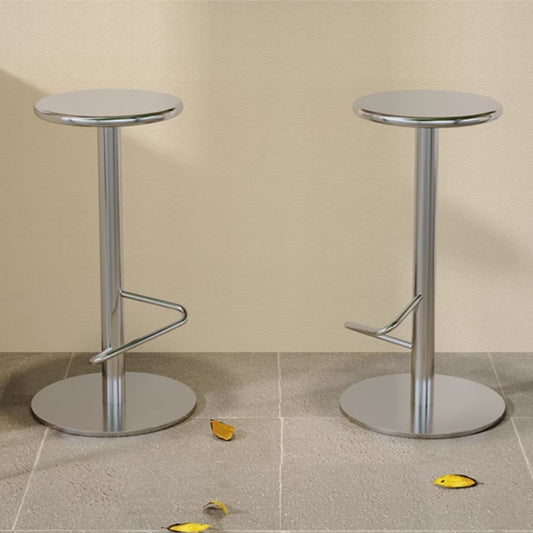 MOMO Colorblock Iron Bar Stool | Round Seat Pedestal Base with Footrest Ring — 65cm & 75cm - alternate view 3