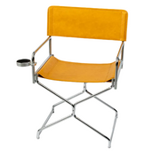 MOMO Foldable Director Chair | Oil-Wax Fabric & Chrome Steel with Cup Holder - alternate view 8