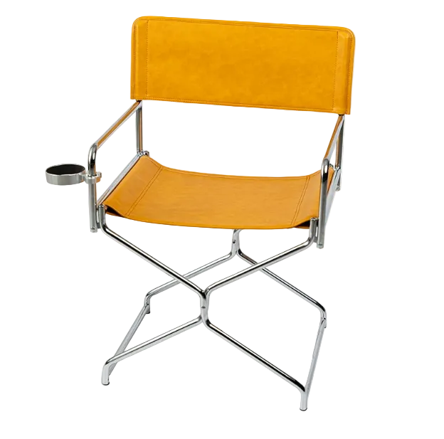 MOMO Foldable Director Chair | Oil-Wax Fabric & Chrome Steel with Cup Holder - alternate view 8