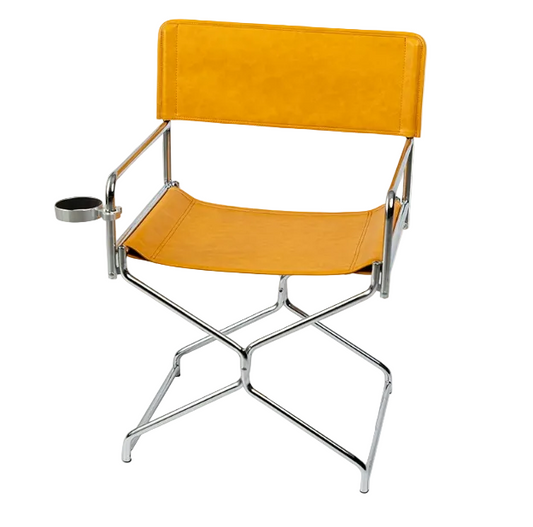 MOMO Foldable Director Chair | Oil-Wax Fabric & Chrome Steel with Cup Holder - alternate view 8