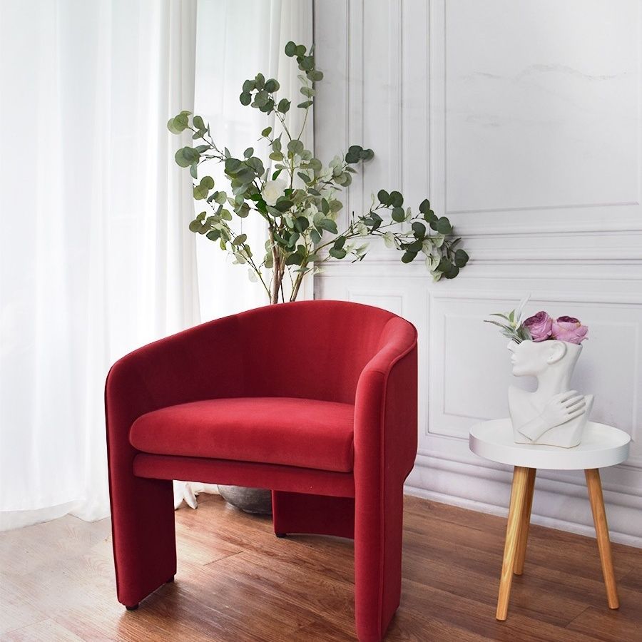MOMO Scandinavian Sofa Chair | Barrel Tub Chair | Velvet Upholstered Lounge Armchair - alternate view 5