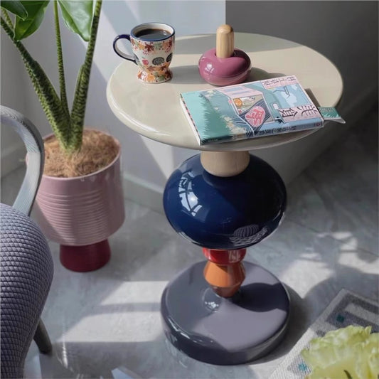 MOMO Danish Tea Table | Turned Column Sculptural Side Table | Round Top Accent Table - alternate view 6