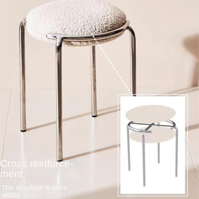 MOMO Stainless Steel Soft Stool | Stackable Round Padded Seat | Modern Minimalist - alternate view 6