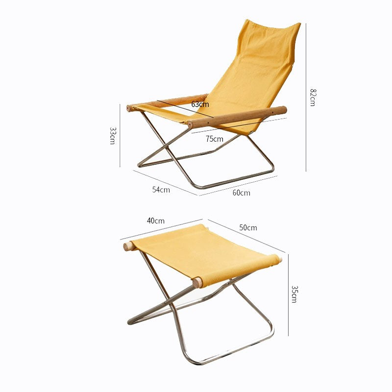 MOMO Japanese Canvas Sling Lounge Chair | Solid Wood Arms & Stainless Steel Folding Frame - alternate view 2