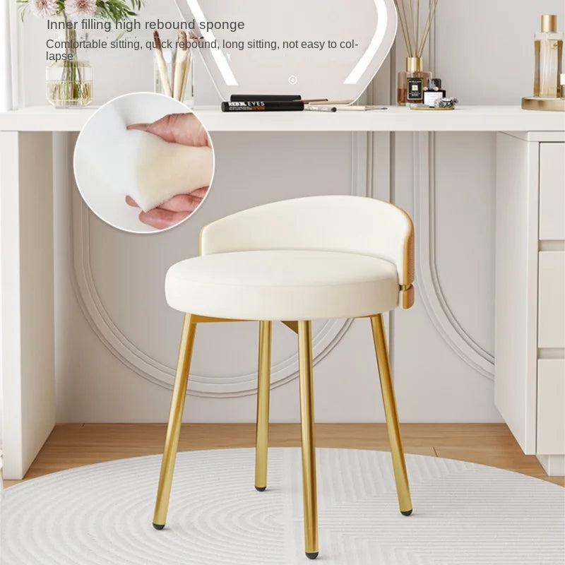 MOMO Makeup Vanity Stool | Upholstered Dressing Stool with Optional 360° Swivel - alternate view 4