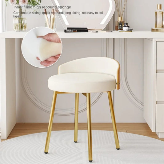 MOMO Makeup Vanity Stool | Upholstered Dressing Stool with Optional 360° Swivel - alternate view 4