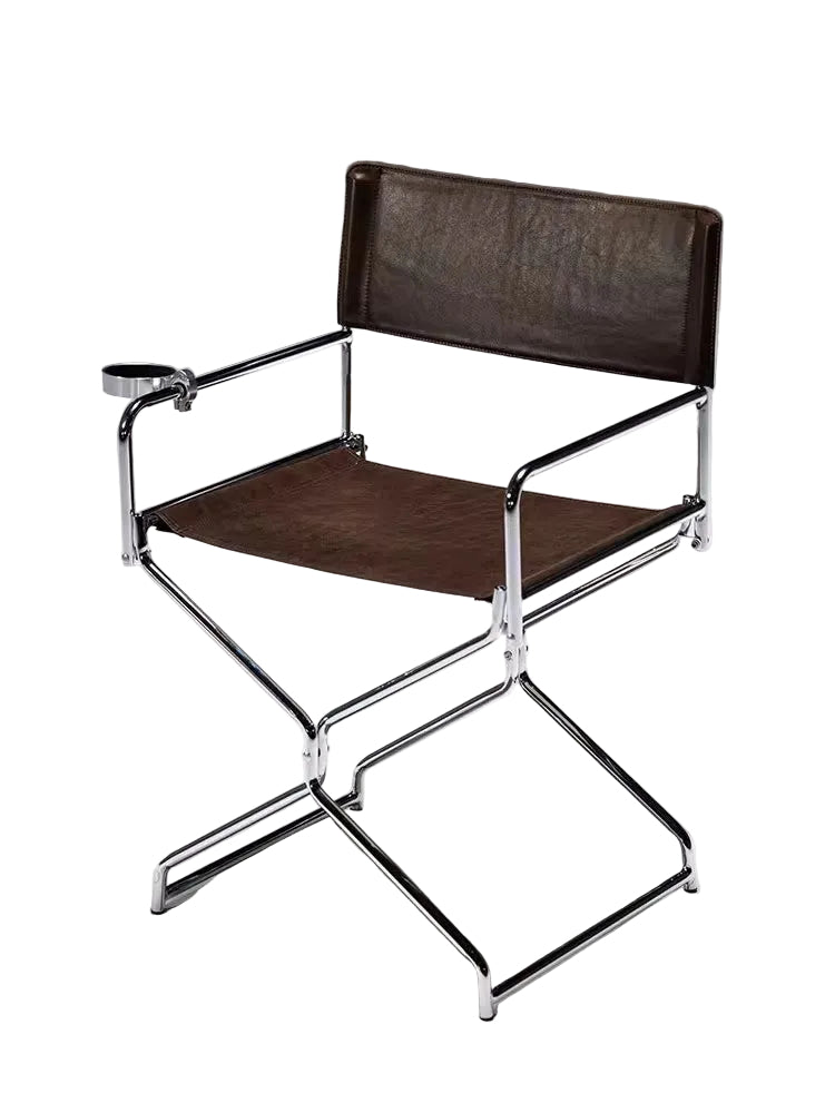 MOMO Foldable Director Chair | Oil-Wax Fabric & Chrome Steel with Cup Holder - alternate view 10
