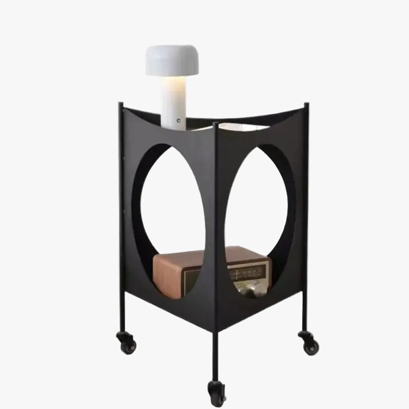 MOMO Scandinavian Iron Side Table | Rolling Circle-Cutout Accent Table | Sculptural Mobile Stand - alternate view 2