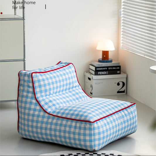 MOMO Bean Bag Lounge Chair | Gingham Floor Sofa Chair for Bedroom & Living Room