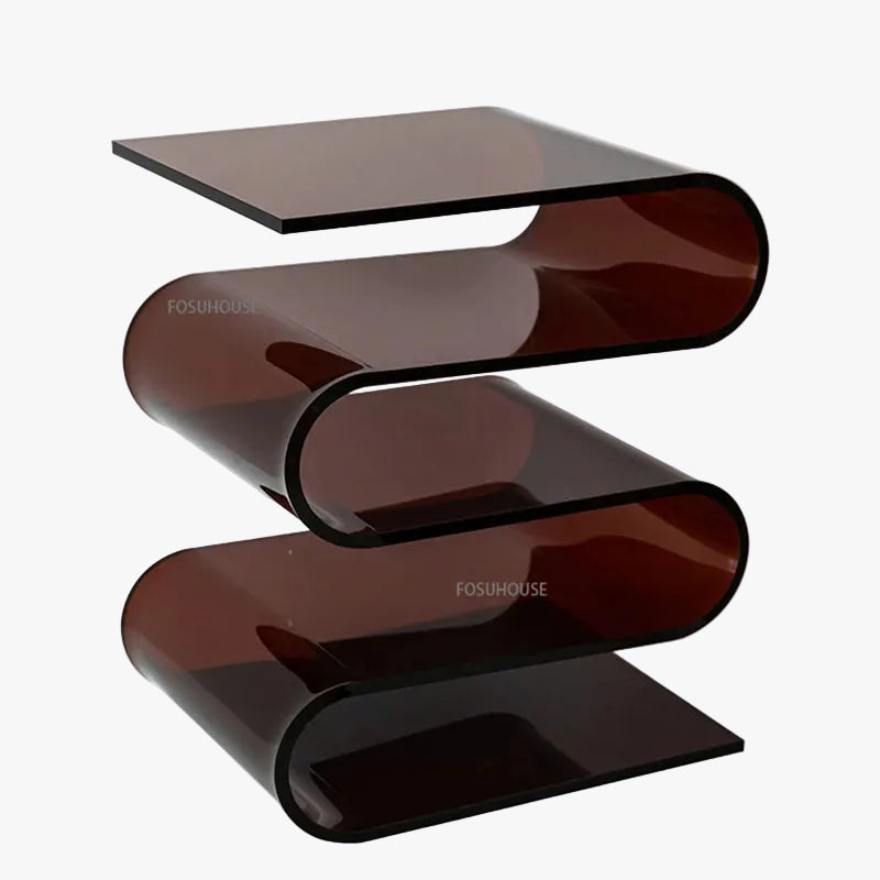 MOMO S-Wave Acrylic Side Table | 3-Tier Open Shelves | 4 Colors - alternate view 2