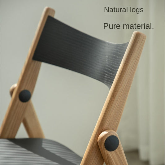 MOMO Nordic Folding Dining Chair | Solid Wood Frame with Leather Cushion Seat — Stackable & Space-Saving - alternate view 4