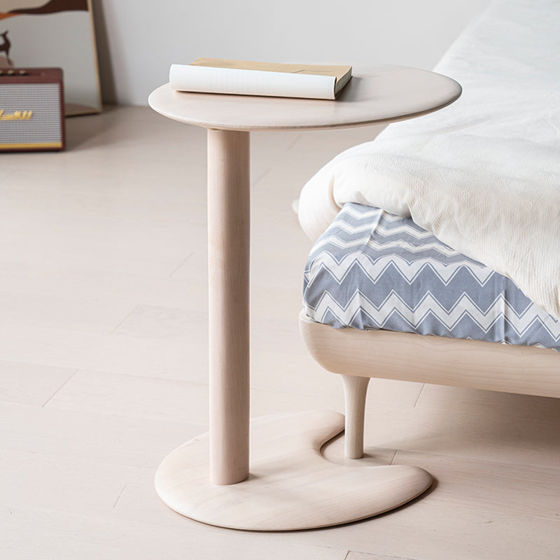 MOMO Solid Wood Side Table | Oval Pedestal Accent Table | Walnut Sofa & Bedside Stand - alternate view 5