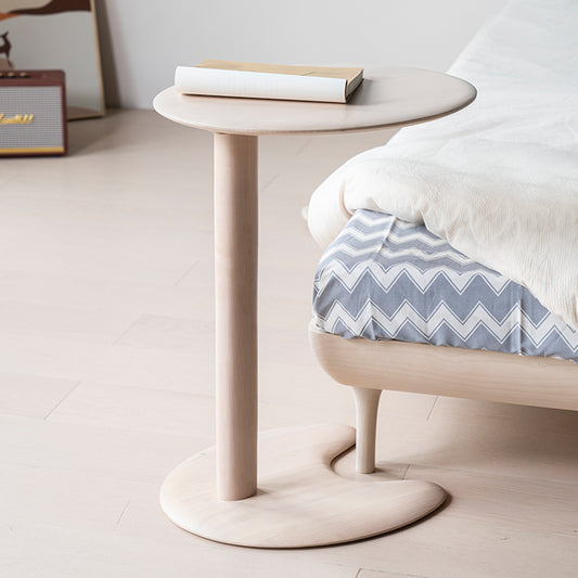 MOMO Solid Wood Side Table | Oval Pedestal Accent Table | Walnut Sofa & Bedside Stand - alternate view 5