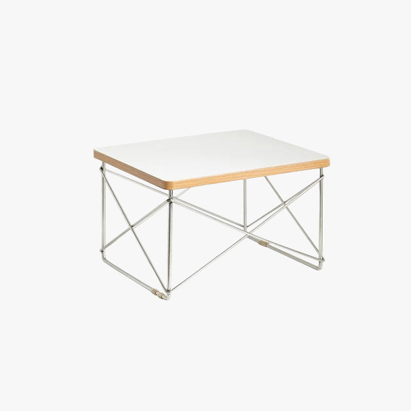 MOMO Wire-Base Side Table | Eames-Inspired Plywood Top with Chrome Cross-Wire Frame - alternate view 2