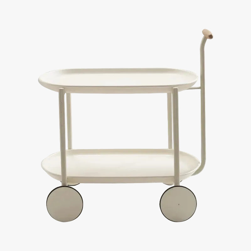 MOMO Two-Tier Rolling Cart Table | Oval Tray with Wheels & Push Handle - alternate view 2