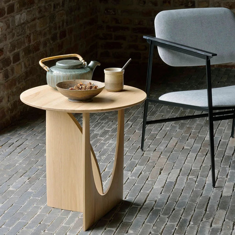 MOMO Solid Wood Half-Round Side Table | Nordic Geometric Coffee Table - alternate view 5