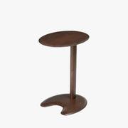 MOMO Solid Wood Side Table | Oval Pedestal Accent Table | Walnut Sofa & Bedside Stand - alternate view 2