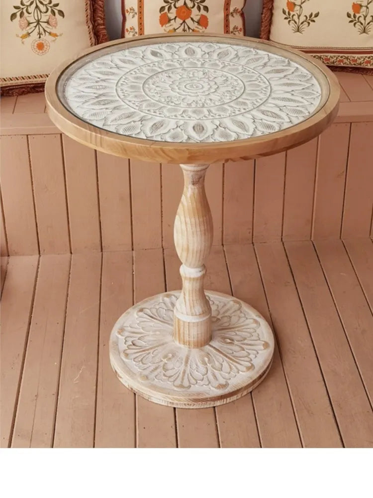 MOMO French Retro Solid Wood Side Table