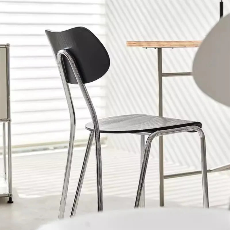 MOMO Retro Dining Chair | Chrome Tube & Molded Wood Seat | Café & Restaurant Accent Chair - alternate view 6