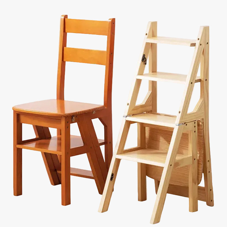 MOMO Solid Wood Ladder Chair | Folding 2-in-1 Step Stool & Dining Chair - alternate view 2