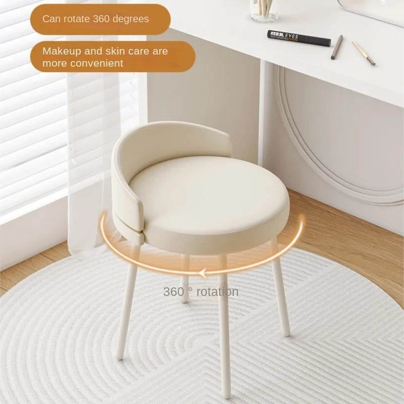 MOMO Makeup Vanity Stool | Upholstered Dressing Stool with Optional 360° Swivel