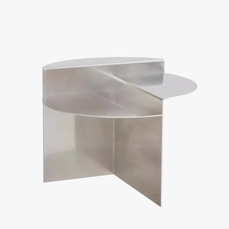 MOMO Stainless Steel Coffee Table | Brushed Steel Round Table | Wabi-Sabi Minimalist - alternate view 2