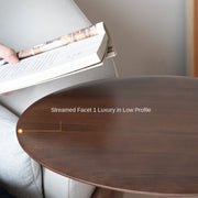 MOMO Solid Wood Side Table | Oval Pedestal Accent Table | Walnut Sofa & Bedside Stand - alternate view 3