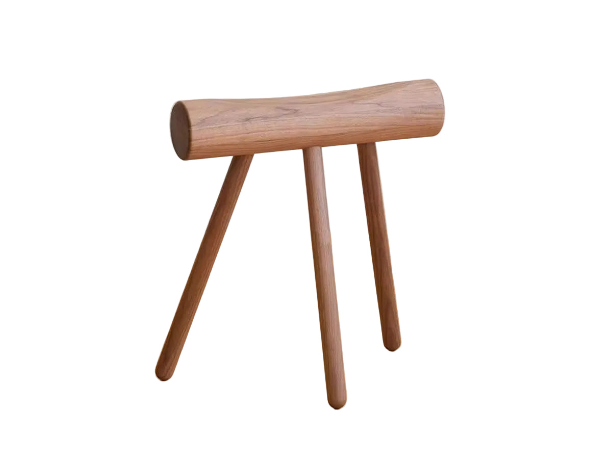 MOMO Japanese Cylinder-Seat Tripod Stool | Solid Oak Minimalist Entryway & Dressing Stool - alternate view 9
