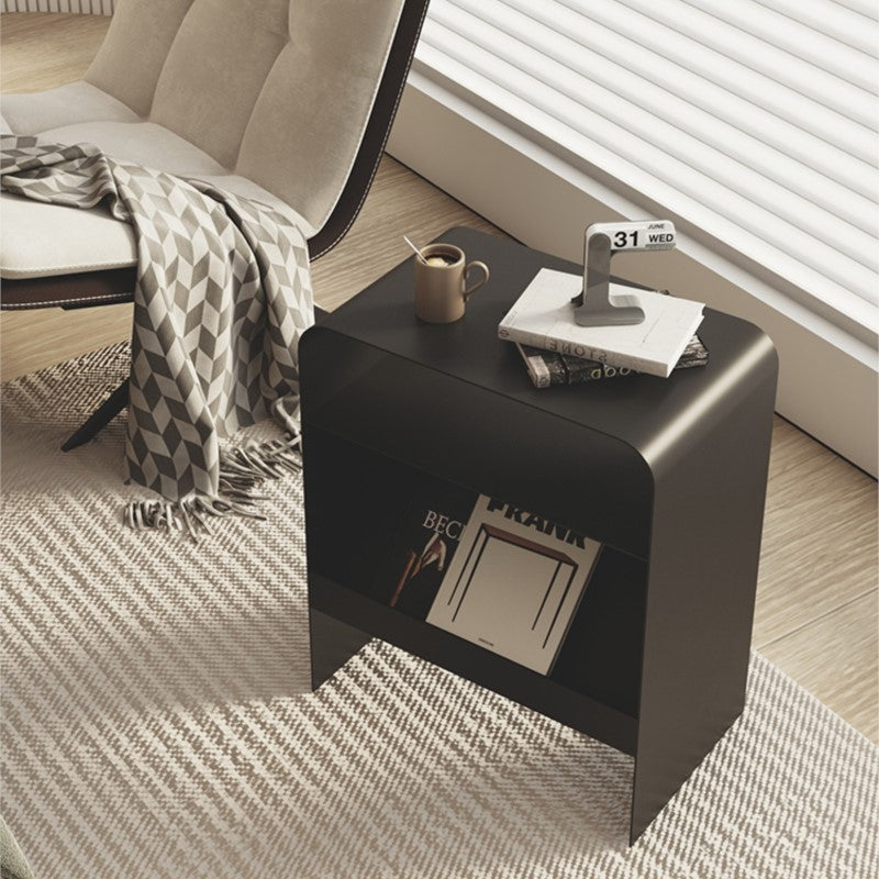 MOMO Arch-Form Iron Side Table | U-Shape Rounded Corner End Table with Open Storage Shelf - alternate view 8