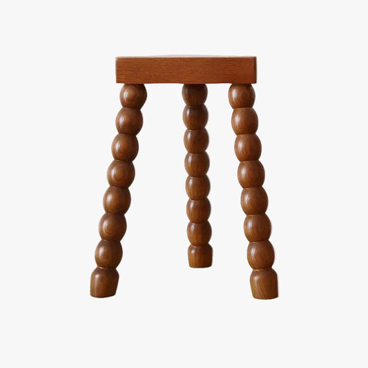 MOMO French Bobbin-Leg Stool | Solid Wood Bead-Turned Tripod Accent Stool & Side Table - alternate view 2