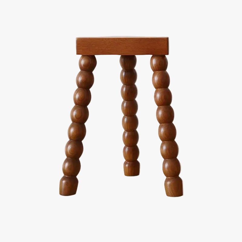 MOMO French Bobbin-Leg Stool | Solid Wood Bead-Turned Tripod Accent Stool & Side Table - alternate view 2