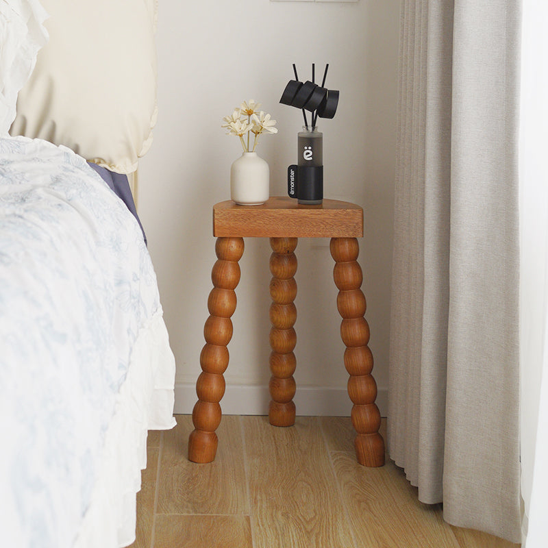 MOMO French Bobbin-Leg Stool | Solid Wood Bead-Turned Tripod Accent Stool & Side Table