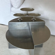 MOMO Stainless Steel Coffee Table | Brushed Steel Round Table | Wabi-Sabi Minimalist - alternate view 6