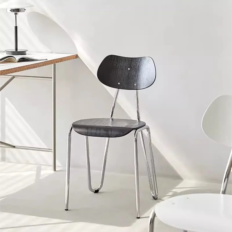 MOMO Retro Dining Chair | Chrome Tube & Molded Wood Seat | Café & Restaurant Accent Chair - alternate view 5