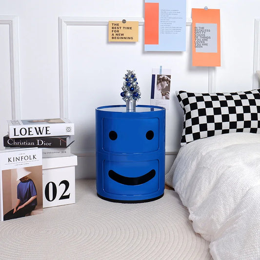 MOMO Smiley Face Storage Cabinet | Round Plastic Bedside Table for Kids | Children's Bedroom Organizer - alternate view 6